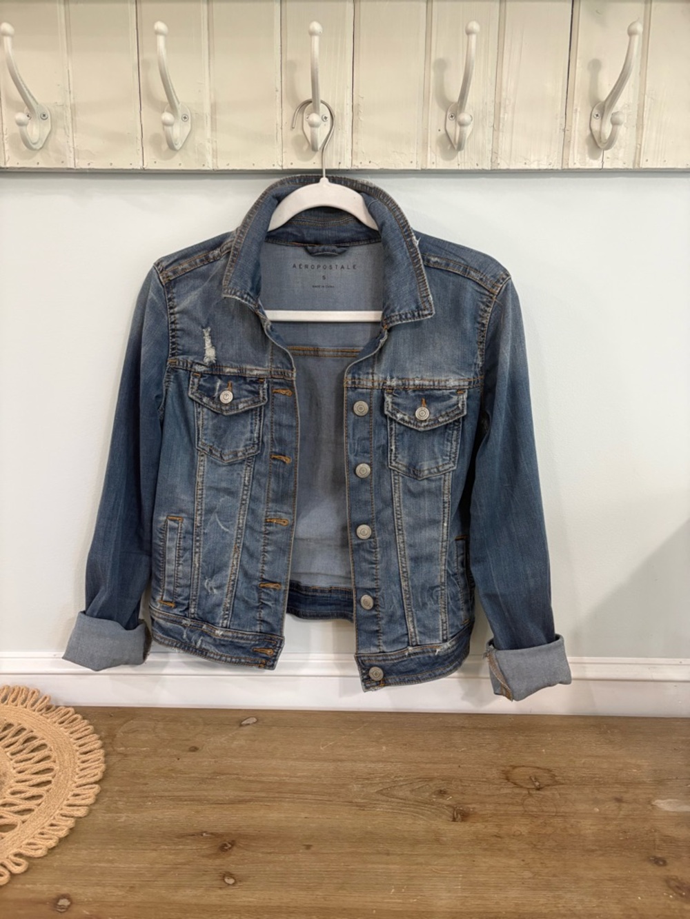 Aeropostale Washed Blue Denim Trucker Jacket